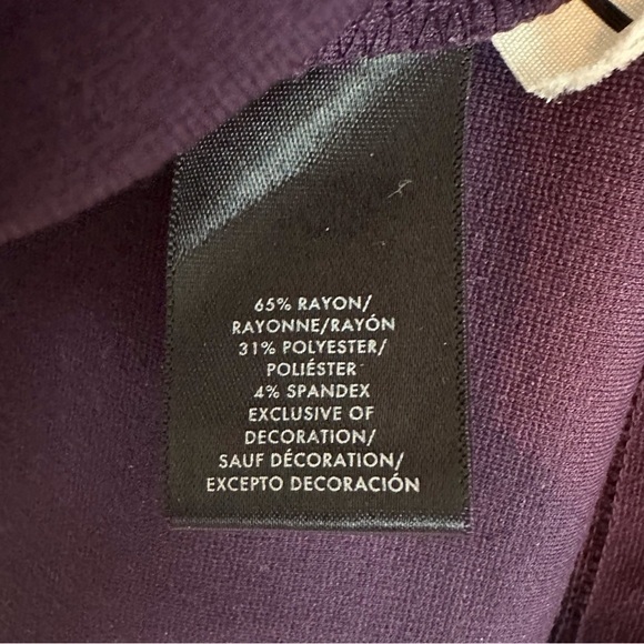 ANN TAYLOR Embroidered Sleeve Flare Shift Dress Purple V-Neck Long Sleeve Size L - Picture 12 of 14